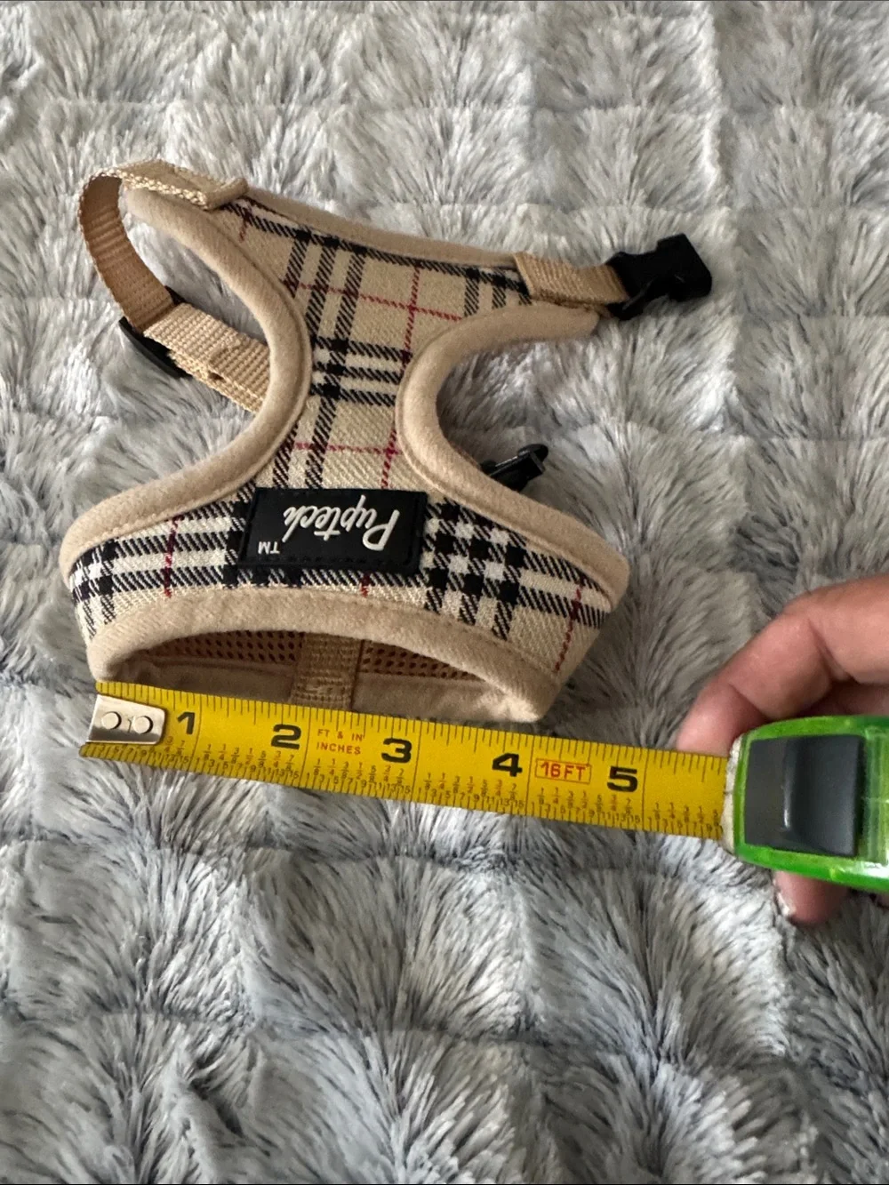 Beige Plaid Dog Harness